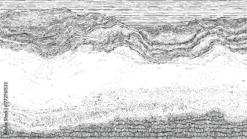 Monochrome abstract textured background with layered wavy patterns and horizontal lines black