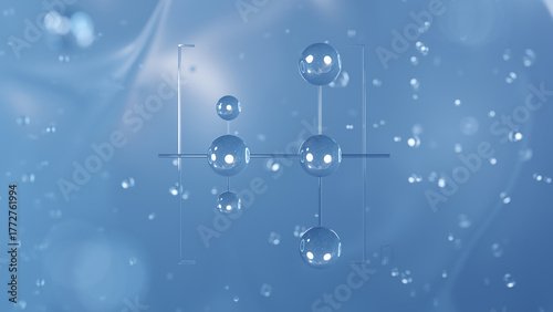 polyvinylidene fluoride molecular structure, 3d model molecule, fluoropolymer structural chemical formula view from a microscope