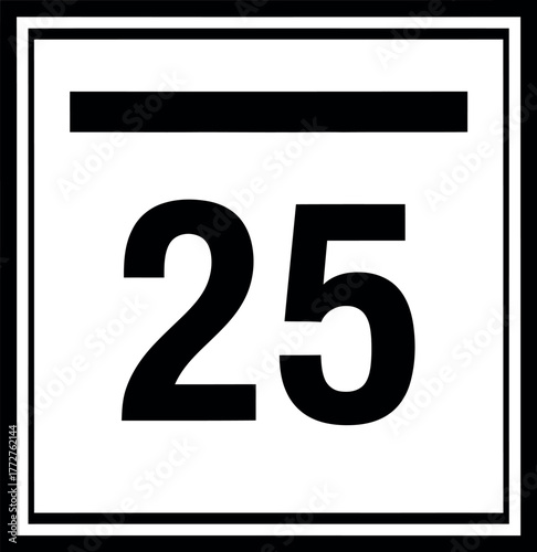 A simple graphic displays the number 25 with a line above it on a white background.