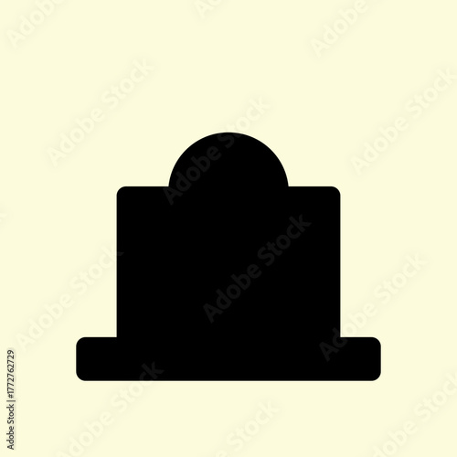 Minimalist gravestone shape icon in black color for Halloween or cemetery concept