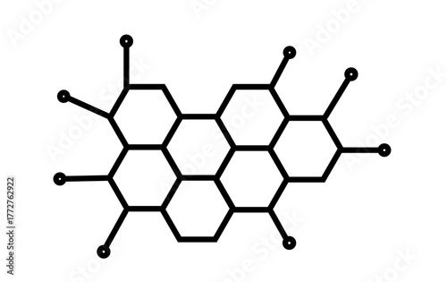 Polycyclic Aromatic Hydrocarbon (PAH) chemical structure vector, representing organic chemistry, science, and molecular bonds