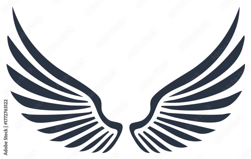 Fototapeta premium Stylized Dark Wings Illustration Icon Symbolism Artistic Design Simple Elegance