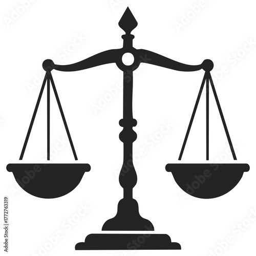 Black Scale of Justice Silhouette Symbol for Law Balance Scales Weight Balance