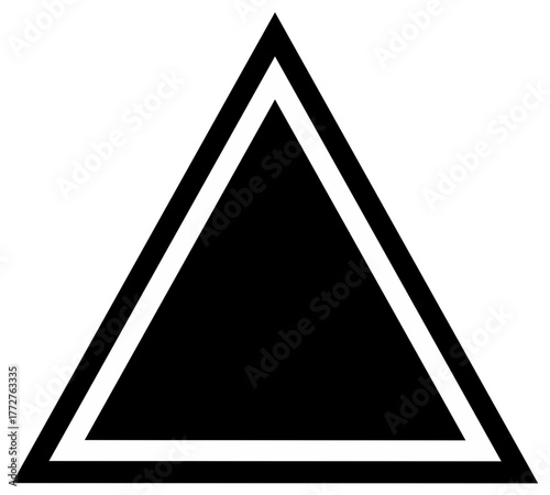Bold black triangle geometric shape outlined by a clean crisp double white line modern design minimal