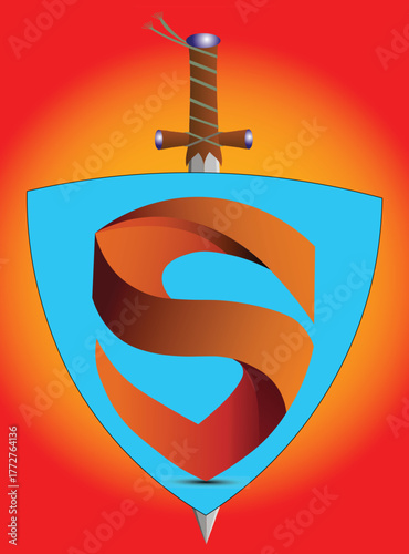 Dynamic S Letter Shield and Sword Icon