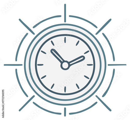 Vector Line Art Icon of a Clock for Time Management and Schedule Concepts