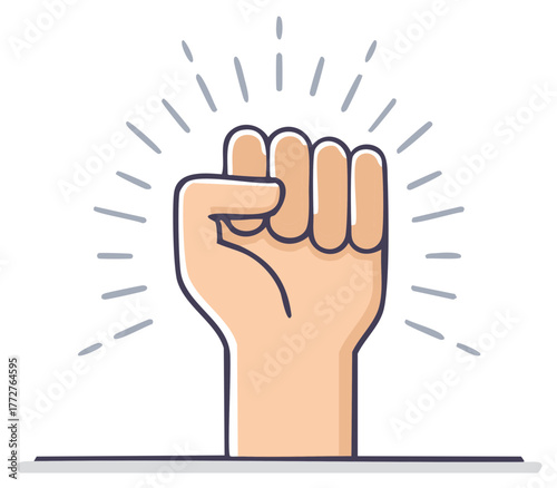 Raised clenched fist illustration symbolizing power, solidarity, and protest