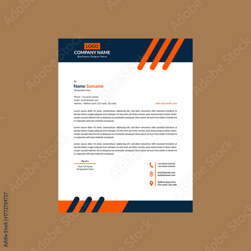 Modern Letterhead Layout. Dynamic Layout Display for Promotional Campaign.