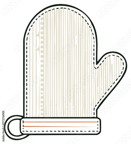 Hand drawn oven mitt illustration for cooking and baking themes.
