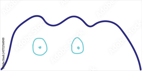 Abstract illustration of a friendly ghost with a wavy outline and two simple eyes