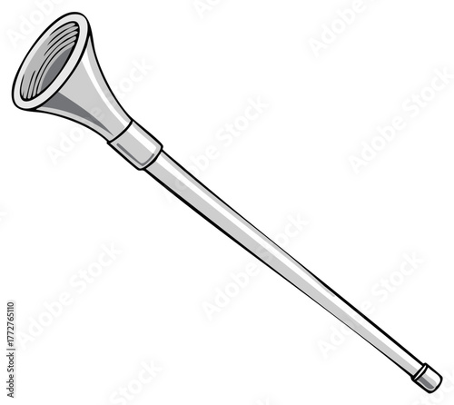 Simple silver bugle horn musical instrument vector illustration graphic element