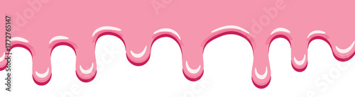 Vector illustration of a seamless pink liquid dripping like sweet icing or paint