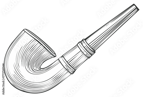 Vintage hand drawn tobacco pipe in an old fashioned engraving sketch style