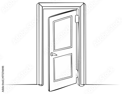An Open Door Beckons Awaiting Entry Illustrating Potential for New Beginnings and Passage to the Unknown with a Classic Frame