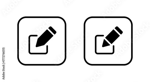 Edit pencil icon. Write and compose symbol in square outline