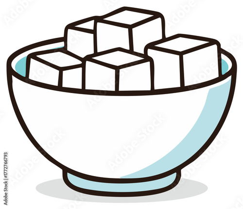Stylized Bowl Overflowing with White Cubes Representing Sugar and Sweeteners