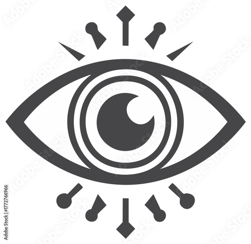 Eye Illustration with decorative elements representing sight, vision, and intuition