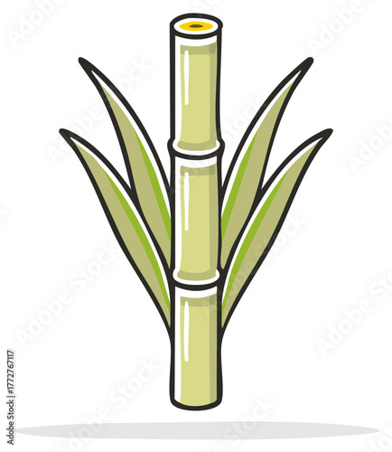 Green sugarcane stalk illustration with vibrant leaves a symbol of sweetness and natural agriculture