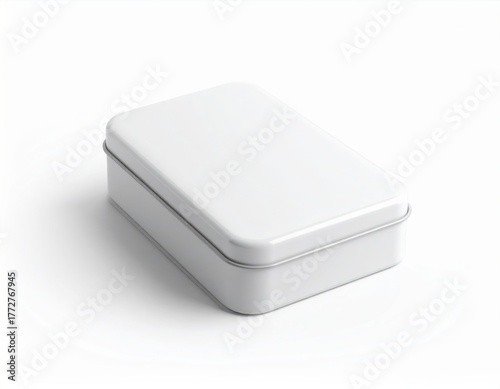 Blank Bandage/Plaster Tin Mockup: Small Rectangular Container Isolated on White. First Aid & Pharmaceutical Branding