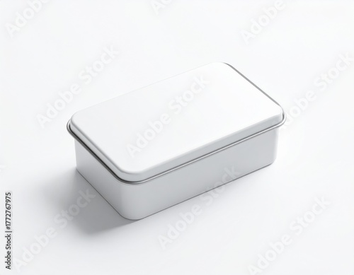 Blank Bandage/Plaster Tin Mockup: Small Rectangular Container Isolated on White. First Aid & Pharmaceutical Branding