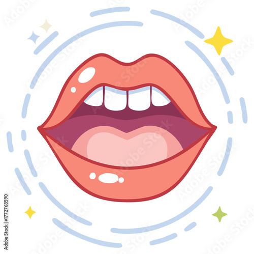 Wallpaper Mural Open lips exposing teeth with sparkling halo, health and beauty in vector Torontodigital.ca