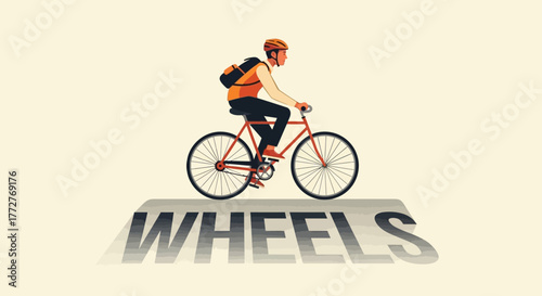 Cyclist's commute: a blend of art and transportation highlighting urban mobility and bicycle culture