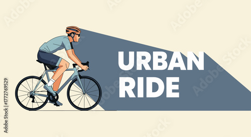 Cyclist enjoying a bicycle ride in the city with the caption Urban Ride background