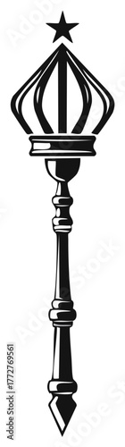 Decorative Ceremonial Scepter with Star Ornamentation Elegant Vector
