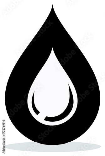 Minimalist black and white water droplet symbol icon for liquid and purity concepts