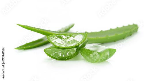 Fresh aloe gel on a white b...