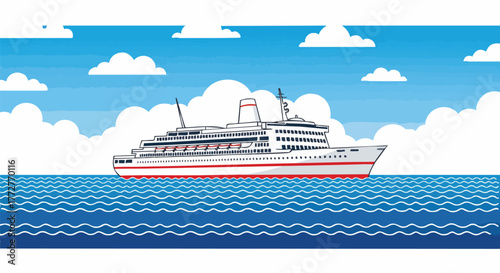 Cruise ship sailing on the blue ocean