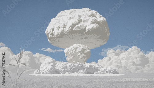 A mushroom cloud rising fro...