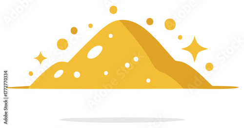 Pile of gold nuggets with sparkling elements illustration