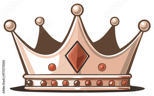 Illustration of an ornate crown with jewel accents and a decorative band royalty concept