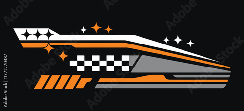 Car racing body stripes and vinyl sticker graphics isolated, ideal for sports car customization, rally and drag racing theme, fast aggressive style accents