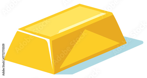 Golden bar precious metal ingot isolated on white background with soft shadow