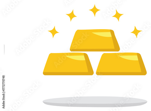 Stack of sparkling gold bars vector illustration concept of wealth and success