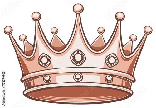 Royal Rose Gold Crown Illustration for Monarchs, Kings, Queens, and Elegant Accessories