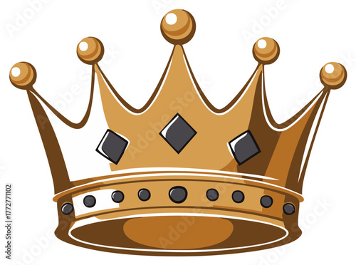 Golden Crown with Dark Diamonds and Orbs Illustration