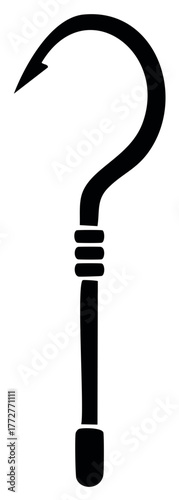 Intriguing fishing hook icon artfully crafted into a question mark embodying inquiry and discovery