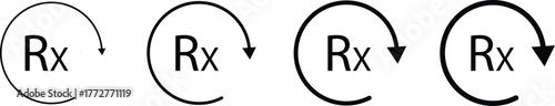 RX icon set. Prescription medical symbol. Pharmacy healthcare sign. health documentation

