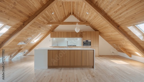 Bright attic kitchen featur...