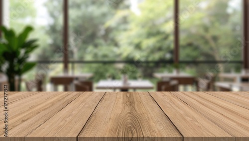 Empty wooden table top with...