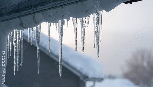 Frozen icicles dangle from ...