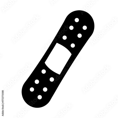 Black and white adhesive bandage illustration for first aid or wound care