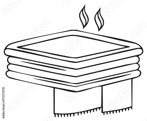 Warm Stack of Clean Towels Freshly Folded in a Laundry Room Black and White Icon