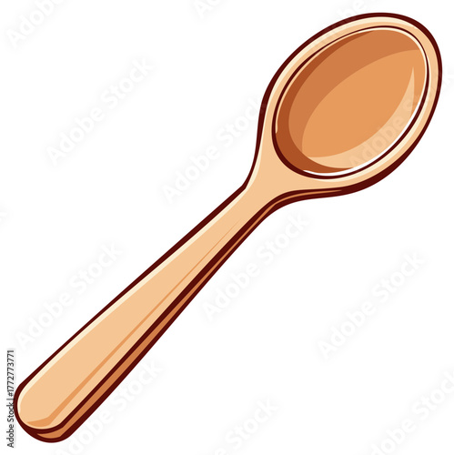 Simple Wooden Spoon Kitchen Utensil Isolated Object