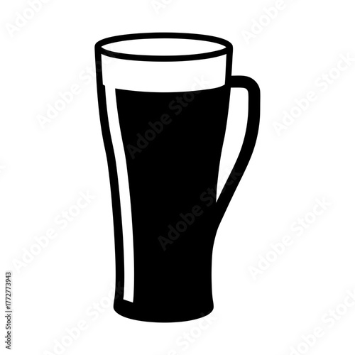 Black and white vector illustration of a beer stein with a handle