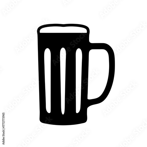 Isolated vector drawing of a full stein or beer mug silhouette