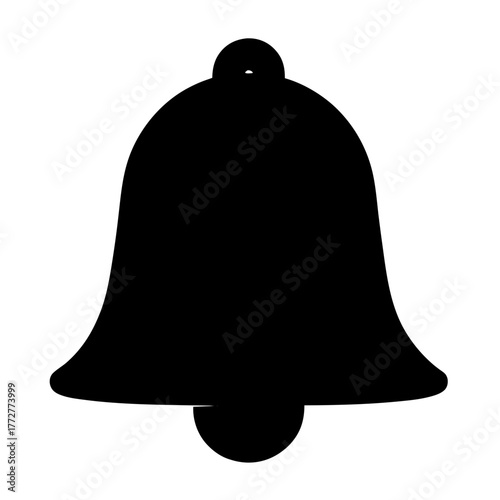 Simple Black Silhouette Illustration of a Bell with Clapper and Hanger